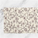 White And Brown Floral Wallpaper Flowers Background Pattern Canvas Cosmetic Bag (XXXL)