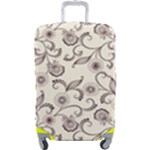 White And Brown Floral Wallpaper Flowers Background Pattern Luggage Cover (Large)