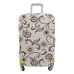 White And Brown Floral Wallpaper Flowers Background Pattern Luggage Cover (Small)