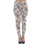 White And Brown Floral Wallpaper Flowers Background Pattern Lightweight Velour Leggings