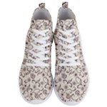 White And Brown Floral Wallpaper Flowers Background Pattern Men s Lightweight High Top Sneakers