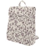 White And Brown Floral Wallpaper Flowers Background Pattern Flap Top Backpack