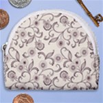 White And Brown Floral Wallpaper Flowers Background Pattern Horseshoe Style Canvas Pouch