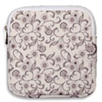 White And Brown Floral Wallpaper Flowers Background Pattern Mini Square Pouch