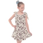 White And Brown Floral Wallpaper Flowers Background Pattern Kids  Tie Up Tunic Dress