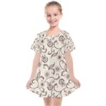 White And Brown Floral Wallpaper Flowers Background Pattern Kids  Smock Dress