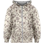 White And Brown Floral Wallpaper Flowers Background Pattern Kids  Zipper Hoodie Without Drawstring