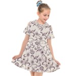 White And Brown Floral Wallpaper Flowers Background Pattern Kids  Short Sleeve Shirt Dress