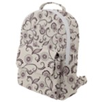 White And Brown Floral Wallpaper Flowers Background Pattern Flap Pocket Backpack (Small)