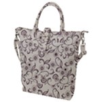 White And Brown Floral Wallpaper Flowers Background Pattern Buckle Top Tote Bag