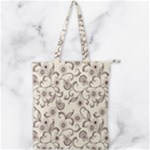 White And Brown Floral Wallpaper Flowers Background Pattern Double Zip Up Tote Bag