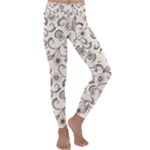 White And Brown Floral Wallpaper Flowers Background Pattern Kids  Lightweight Velour Classic Yoga Leggings