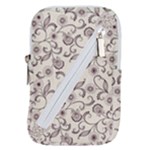 White And Brown Floral Wallpaper Flowers Background Pattern Belt Pouch Bag (Small)