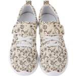 White And Brown Floral Wallpaper Flowers Background Pattern Men s Velcro Strap Shoes