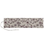 White And Brown Floral Wallpaper Flowers Background Pattern Roll Up Canvas Pencil Holder (L)