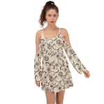 White And Brown Floral Wallpaper Flowers Background Pattern Boho Dress
