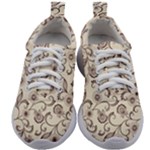 White And Brown Floral Wallpaper Flowers Background Pattern Kids Athletic Shoes