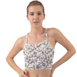 White And Brown Floral Wallpaper Flowers Background Pattern Mini Tank Bikini Top