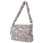 White And Brown Floral Wallpaper Flowers Background Pattern Full Print Messenger Bag (M)