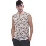 White And Brown Floral Wallpaper Flowers Background Pattern Men s Regular Tank Top