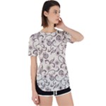 White And Brown Floral Wallpaper Flowers Background Pattern Perpetual Short Sleeve T-Shirt