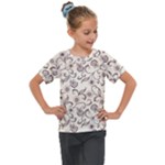 White And Brown Floral Wallpaper Flowers Background Pattern Kids  Mesh Piece Tee