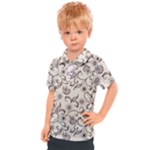 White And Brown Floral Wallpaper Flowers Background Pattern Kids  Polo Tee