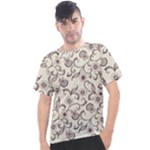 White And Brown Floral Wallpaper Flowers Background Pattern Men s Sport Top