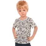White And Brown Floral Wallpaper Flowers Background Pattern Kids  Sports Tee