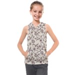 White And Brown Floral Wallpaper Flowers Background Pattern Kids  Sleeveless Hoodie