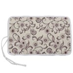 White And Brown Floral Wallpaper Flowers Background Pattern Pen Storage Case (L)