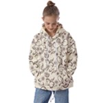 White And Brown Floral Wallpaper Flowers Background Pattern Kids  Oversized Hoodie