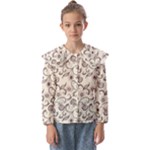 White And Brown Floral Wallpaper Flowers Background Pattern Kids  Peter Pan Collar Blouse