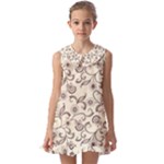 White And Brown Floral Wallpaper Flowers Background Pattern Kids  Pilgrim Collar Ruffle Hem Dress