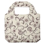 White And Brown Floral Wallpaper Flowers Background Pattern Premium Foldable Grocery Recycle Bag