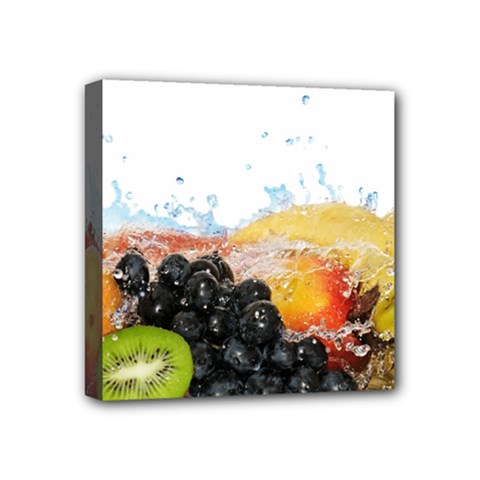 Variety Of Fruit Water Berry Food Splash Kiwi Grape Mini Canvas 4  x 4  (Stretched) from ArtsNow.com