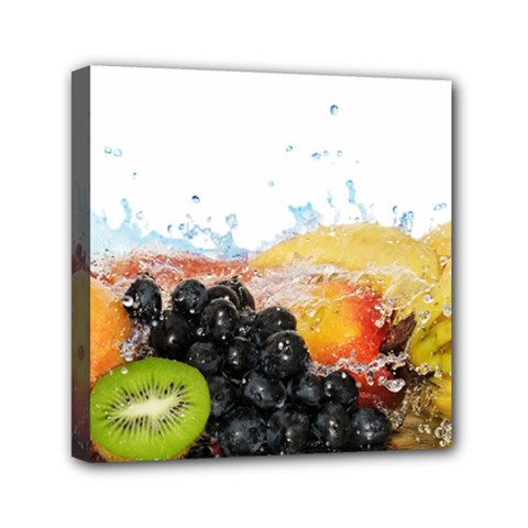 Variety Of Fruit Water Berry Food Splash Kiwi Grape Mini Canvas 6  x 6  (Stretched) from ArtsNow.com