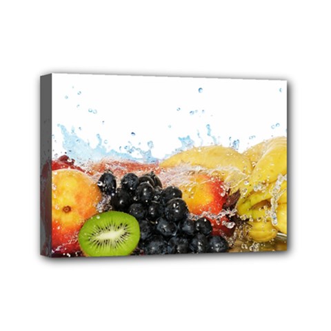 Variety Of Fruit Water Berry Food Splash Kiwi Grape Mini Canvas 7  x 5  (Stretched) from ArtsNow.com