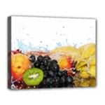 Variety Of Fruit Water Berry Food Splash Kiwi Grape Canvas 14  x 11  (Stretched)