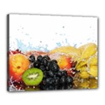 Variety Of Fruit Water Berry Food Splash Kiwi Grape Canvas 20  x 16  (Stretched)