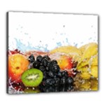 Variety Of Fruit Water Berry Food Splash Kiwi Grape Canvas 24  x 20  (Stretched)