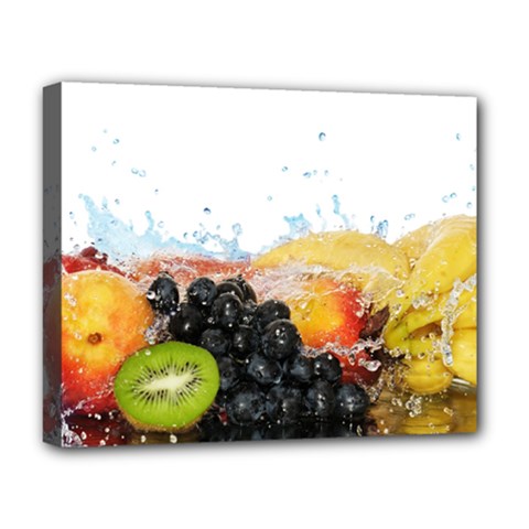 Variety Of Fruit Water Berry Food Splash Kiwi Grape Deluxe Canvas 20  x 16  (Stretched) from ArtsNow.com