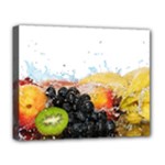 Variety Of Fruit Water Berry Food Splash Kiwi Grape Deluxe Canvas 20  x 16  (Stretched)