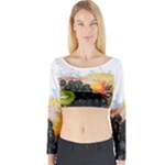 Variety Of Fruit Water Berry Food Splash Kiwi Grape Long Sleeve Crop Top