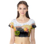 Variety Of Fruit Water Berry Food Splash Kiwi Grape Short Sleeve Crop Top