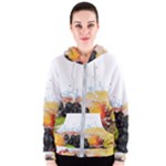 Variety Of Fruit Water Berry Food Splash Kiwi Grape Women s Zipper Hoodie