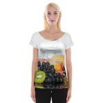 Variety Of Fruit Water Berry Food Splash Kiwi Grape Cap Sleeve Top