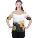 Variety Of Fruit Water Berry Food Splash Kiwi Grape Cutout Shoulder Tee