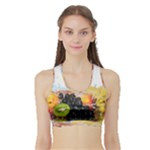 Variety Of Fruit Water Berry Food Splash Kiwi Grape Sports Bra with Border