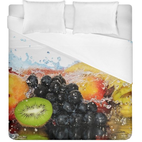Variety Of Fruit Water Berry Food Splash Kiwi Grape Duvet Cover Double Side (King Size) from ArtsNow.com